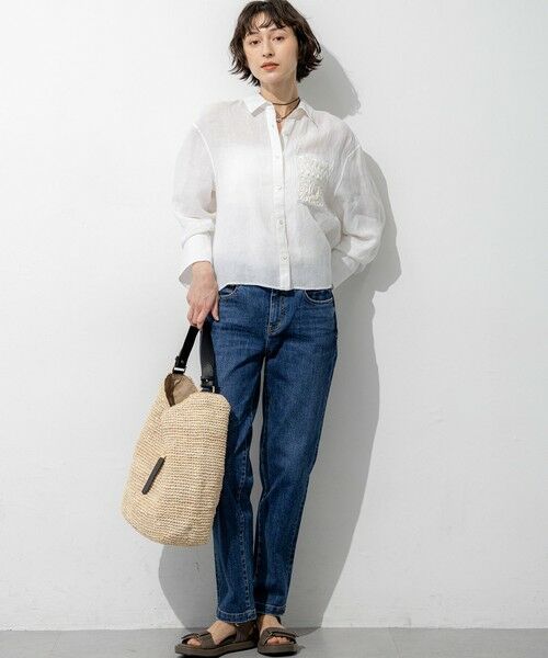 S size ONWARD(小さいサイズ) / エスサイズオンワード シャツ・ブラウス | LIBECOリネン ポケット刺繍 クロップドシャツ | 詳細3