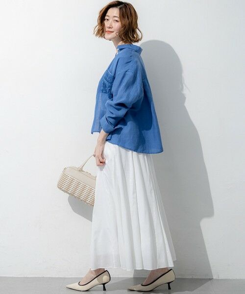 S size ONWARD(小さいサイズ) / エスサイズオンワード シャツ・ブラウス | LIBECOリネン ポケット刺繍 クロップドシャツ | 詳細8