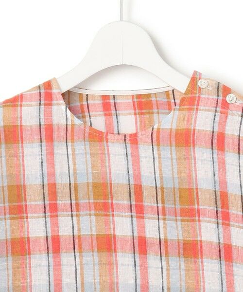 S size ONWARD(小さいサイズ) / エスサイズオンワード シャツ・ブラウス | LIBECOリネン チェック ボリュームスリーブ ブラウス | 詳細6