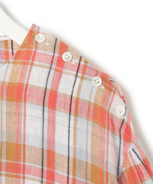 S size ONWARD(小さいサイズ) / エスサイズオンワード シャツ・ブラウス | LIBECOリネン チェック ボリュームスリーブ ブラウス | 詳細9