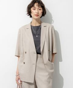 S size ONWARD(小さいサイズ) / エスサイズオンワード その他アウター | リネンライクグロッシー ハーフスリーブ ダブル ジャケット