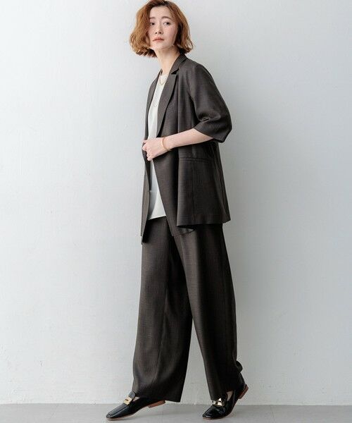 S size ONWARD(小さいサイズ) / エスサイズオンワード その他アウター | リネンライクグロッシー ハーフスリーブ ダブル ジャケット | 詳細2