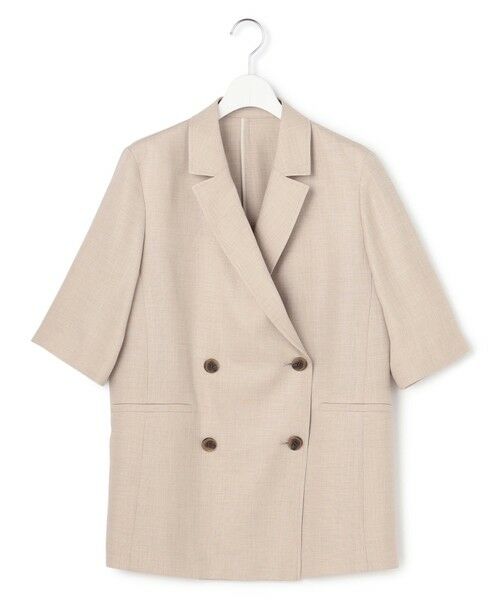 S size ONWARD(小さいサイズ) / エスサイズオンワード その他アウター | リネンライクグロッシー ハーフスリーブ ダブル ジャケット | 詳細5