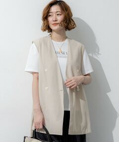 S size ONWARD(小さいサイズ) / エスサイズオンワード その他アウター | ライトシアーマットクロス ノーカラー ジレ