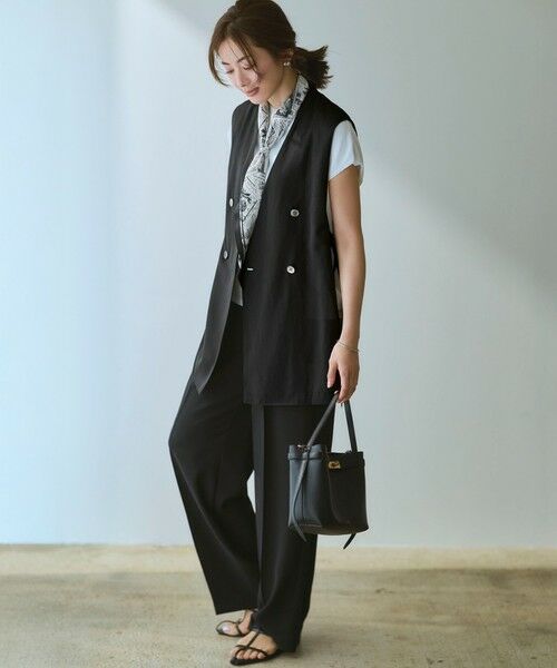 S size ONWARD(小さいサイズ) / エスサイズオンワード その他アウター | ライトシアーマットクロス ノーカラー ジレ | 詳細1