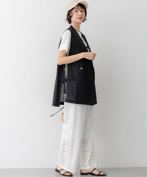 S size ONWARD(小さいサイズ) / エスサイズオンワード その他アウター | ライトシアーマットクロス ノーカラー ジレ | 詳細3