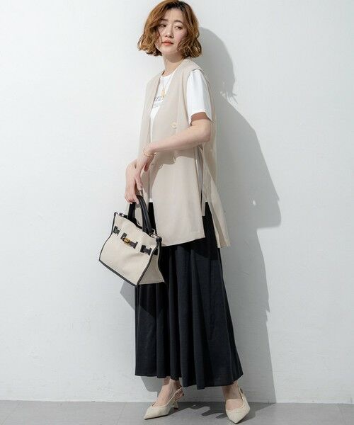 S size ONWARD(小さいサイズ) / エスサイズオンワード その他アウター | ライトシアーマットクロス ノーカラー ジレ | 詳細5