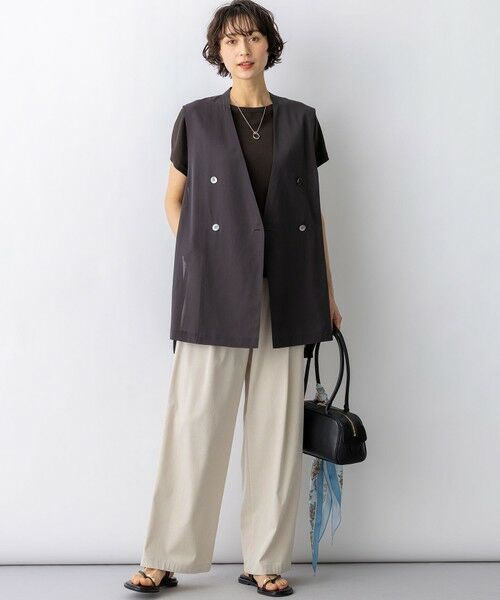 S size ONWARD(小さいサイズ) / エスサイズオンワード その他アウター | ライトシアーマットクロス ノーカラー ジレ | 詳細16