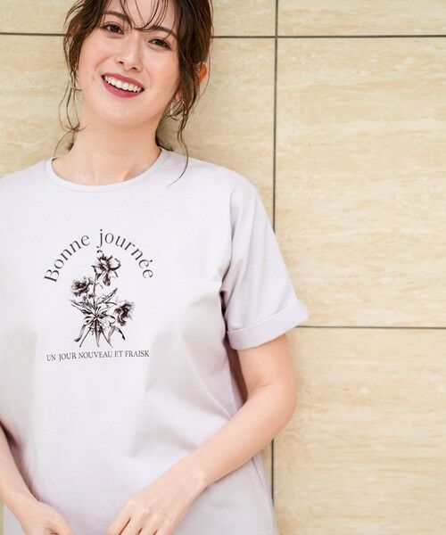 S size ONWARD(小さいサイズ) / エスサイズオンワード カットソー | フラワープリント ロゴＴシャツ | 詳細1