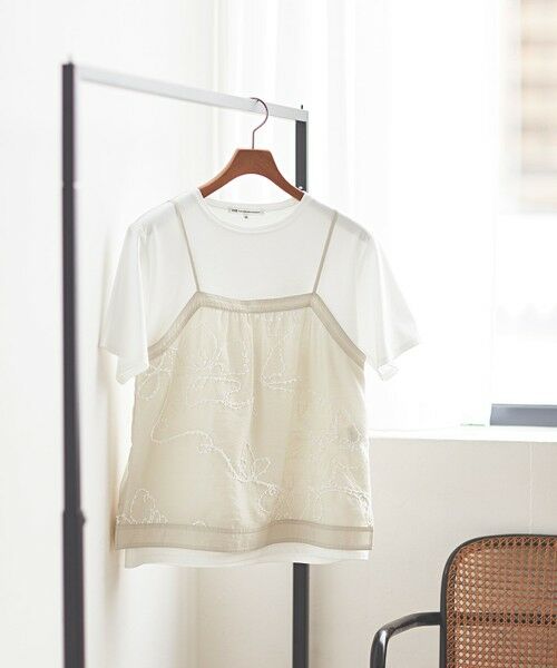 S size ONWARD(小さいサイズ) / エスサイズオンワード カットソー | シアーエンブロイダリー キャミソール コンビ Tシャツ | 詳細4
