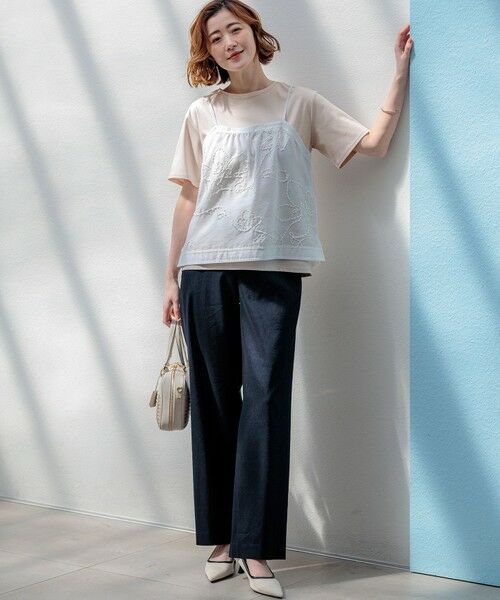 S size ONWARD(小さいサイズ) / エスサイズオンワード カットソー | シアーエンブロイダリー キャミソール コンビ Tシャツ | 詳細6