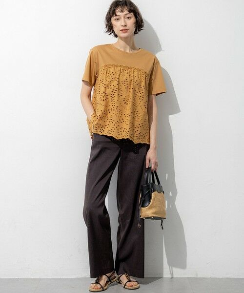 S size ONWARD(小さいサイズ) / エスサイズオンワード カットソー | カットワークエンブロイダリー スカラップヘム トップス | 詳細5