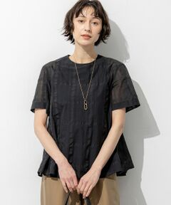 S size ONWARD(小さいサイズ) / エスサイズオンワード シャツ・ブラウス | シアーチェックレイヤード フレア Tブラウス