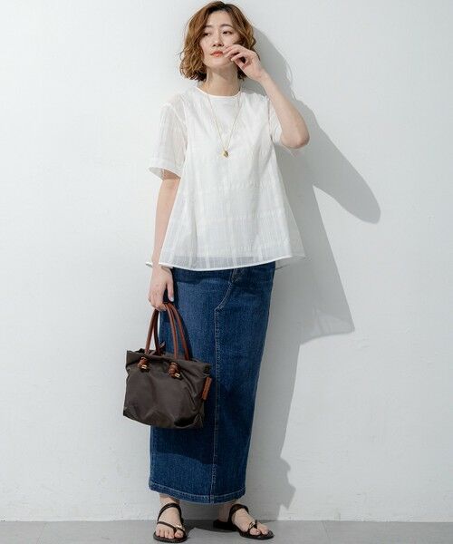 S size ONWARD(小さいサイズ) / エスサイズオンワード シャツ・ブラウス | シアーチェックレイヤード フレア Tブラウス | 詳細1