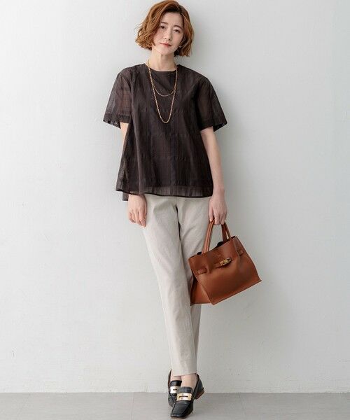 S size ONWARD(小さいサイズ) / エスサイズオンワード シャツ・ブラウス | シアーチェックレイヤード フレア Tブラウス | 詳細12