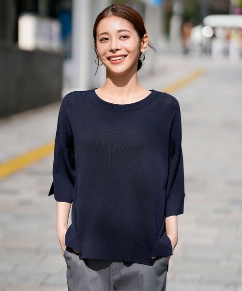 S size ONWARD(小さいサイズ) / エスサイズオンワード ニット・セーター | 【アイスタッチ】ボートネックニット プルオーバー（ネイビー）