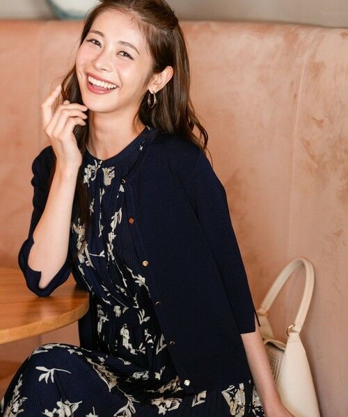 S size ONWARD(小さいサイズ) / エスサイズオンワード カーディガン・ボレロ | 【アイスタッチ】ハーフスリーブ カーディガン（ネイビー）