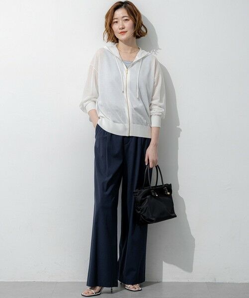 S size ONWARD(小さいサイズ) / エスサイズオンワード ニット・セーター | シャイニーシアーニット ジップアップ パーカー | 詳細3