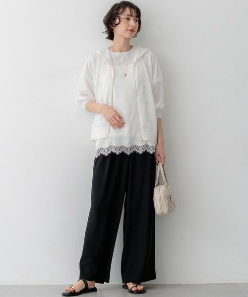 S size ONWARD(小さいサイズ) / エスサイズオンワード ニット・セーター | シャイニーシアーニット ジップアップ パーカー | 詳細1