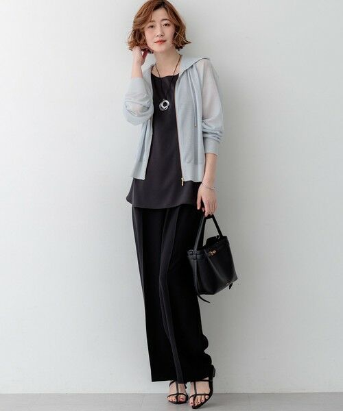 S size ONWARD(小さいサイズ) / エスサイズオンワード ニット・セーター | シャイニーシアーニット ジップアップ パーカー | 詳細18