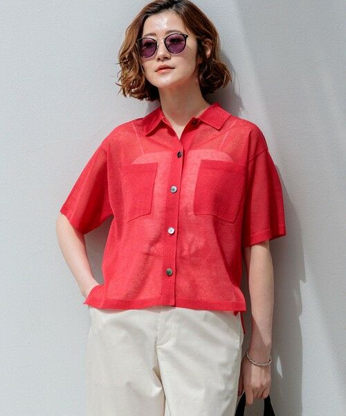 S size ONWARD(小さいサイズ) / エスサイズオンワード ニット・セーター | 【見上愛さん着用/WEB&一部店舗限定カラーあり】シアー ポロニット（レッド系）