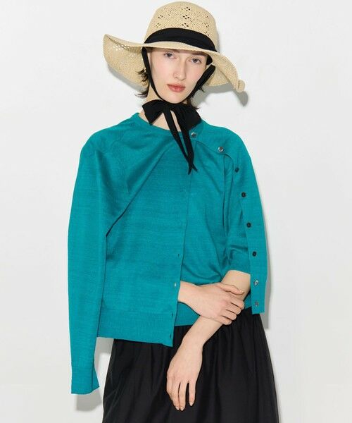 S size ONWARD(小さいサイズ) / エスサイズオンワード カーディガン・ボレロ | 【見上愛さん着用】ピュアリネンハイゲージ カーディガン（グリーン系）