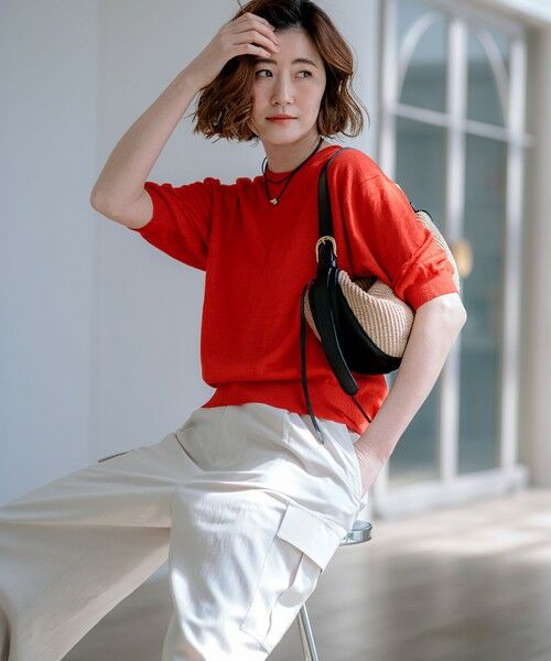 S size ONWARD(小さいサイズ) / エスサイズオンワード ニット・セーター | 【一部予約】ピュアリネンハイゲージ パフスリーブ ニット | 詳細1