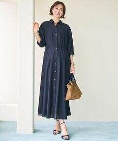 S size ONWARD(小さいサイズ) / エスサイズオンワード ミニ丈・ひざ丈ワンピース | 【カタログ掲載】シアーボイルシャツ ワンピース