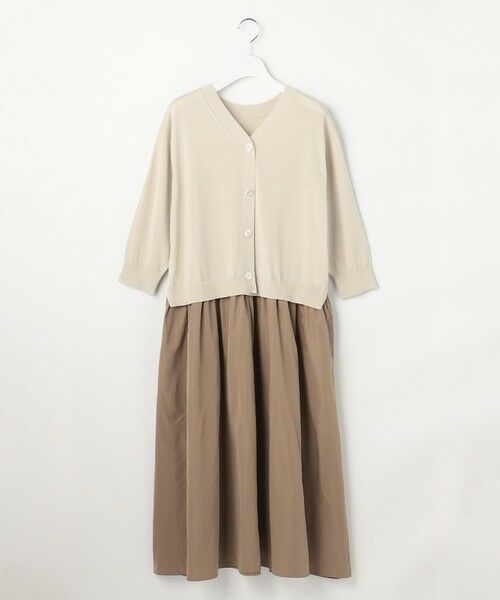 S size ONWARD(小さいサイズ) / エスサイズオンワード ロング・マキシ丈ワンピース | 【人気異素材コンビの最新作・前後着用可】タフタコンビ ワンピース | 詳細3