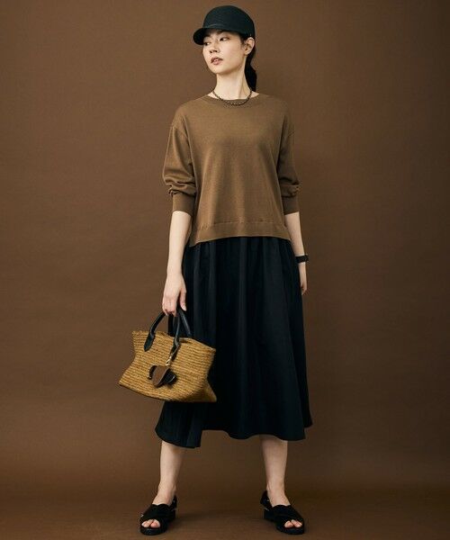 S size ONWARD(小さいサイズ) / エスサイズオンワード ロング・マキシ丈ワンピース | 【人気異素材コンビの最新作・前後着用可】タフタコンビ ワンピース | 詳細4