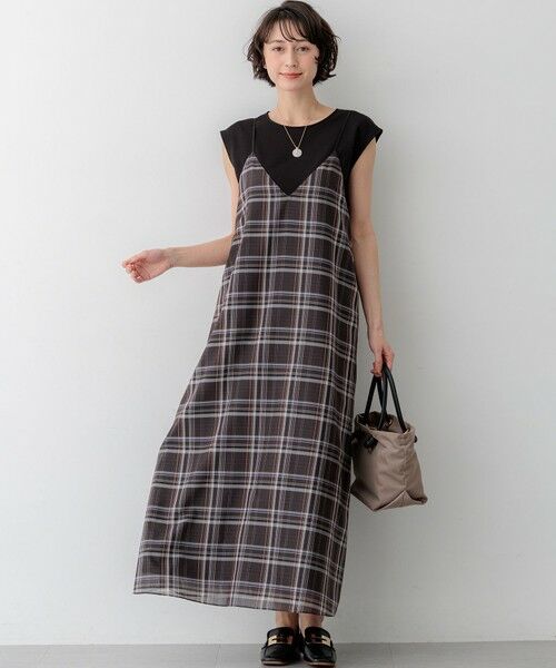 S size ONWARD(小さいサイズ) / エスサイズオンワード ロング・マキシ丈ワンピース | 【見上愛さん着用】ハイツイストシアーチェック キャミソールワンピース | 詳細8