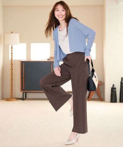S size ONWARD(小さいサイズ) / エスサイズオンワード その他パンツ | エアリーストレッチ ワイドパンツ（ブラウン）