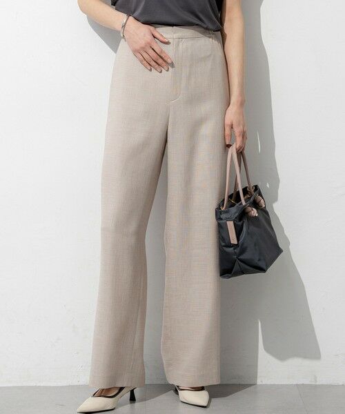 S size ONWARD(小さいサイズ) / エスサイズオンワード その他パンツ | リネンライクグロッシー ワイドパンツ（ベージュ系）
