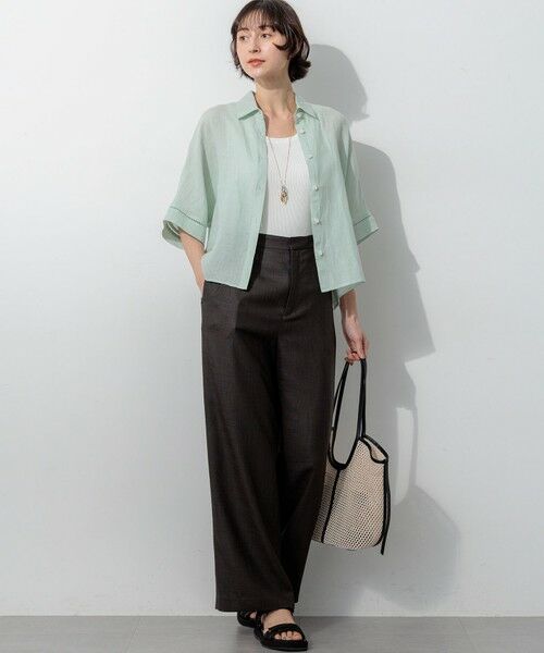 S size ONWARD(小さいサイズ) / エスサイズオンワード その他パンツ | リネンライクグロッシー ワイドパンツ | 詳細22