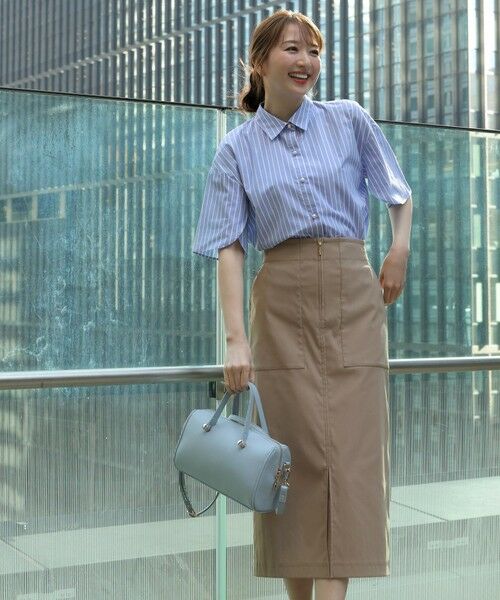 S size ONWARD(小さいサイズ) / エスサイズオンワード ミニ・ひざ丈スカート | 【2WAY】フロントジップタイト スカート（モカ）