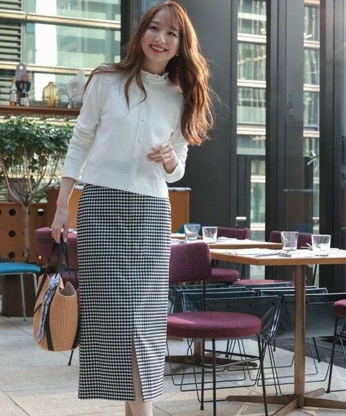 S size ONWARD(小さいサイズ) / エスサイズオンワード ミニ・ひざ丈スカート | 【2WAY】フロントジップタイト スカート（ギンガム）