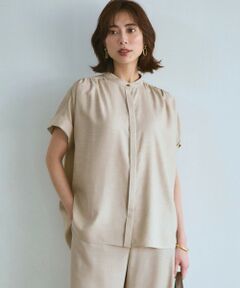S size ONWARD(小さいサイズ) / エスサイズオンワード シャツ・ブラウス | リネンライクグロッシー バンドカラー ブラウス