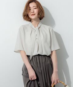 S size ONWARD(小さいサイズ) / エスサイズオンワード カットソー | ストレッチジョーゼット ボウタイ ブラウス