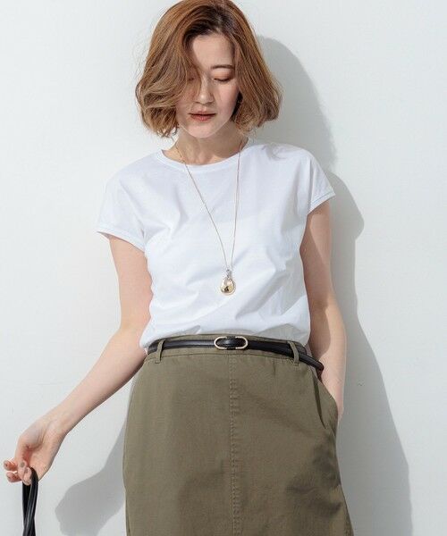 S size ONWARD(小さいサイズ) / エスサイズオンワード カットソー | ハイエンド フレンチスリーブ Tシャツ（ホワイト系）