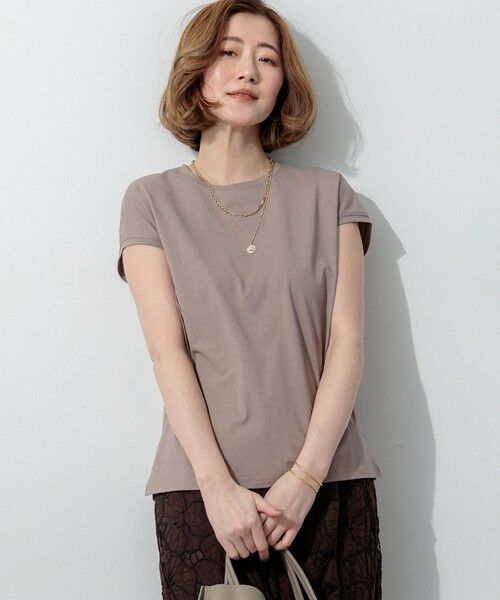 S size ONWARD(小さいサイズ) / エスサイズオンワード カットソー | ハイエンド フレンチスリーブ Tシャツ（モカ系）