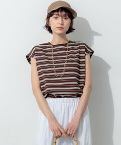 S size ONWARD(小さいサイズ) / エスサイズオンワード カットソー | マルチボーダー フレンチスリーブ カットソー