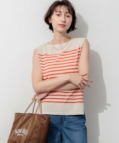 S size ONWARD(小さいサイズ) / エスサイズオンワード ニット・セーター | ハイツイストコットン ボーダー ノースリーブ ニット