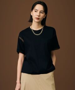 S size ONWARD(小さいサイズ) / エスサイズオンワード カットソー | ナチュラルコットンハイゲージシアーアクセント Tシャツ