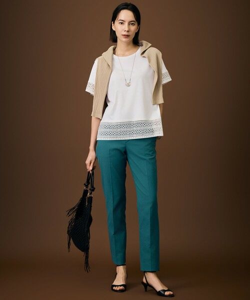 S size ONWARD(小さいサイズ) / エスサイズオンワード カットソー | 【色違いで揃える方多数】ナチュラルコットンハイゲージレースドッキング Tシャツ | 詳細3