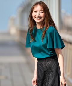 S size ONWARD(小さいサイズ) / エスサイズオンワード カットソー | 【シルクタッチさら魅せTシャツ】袖フレア プルオーバー