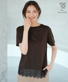 S size ONWARD(小さいサイズ) / エスサイズオンワード カットソー | 裾レース半袖Ｔシャツ