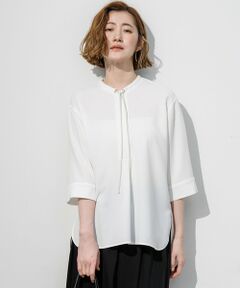 S size ONWARD(小さいサイズ) / エスサイズオンワード シャツ・ブラウス | ストレッチジョーゼット スタンドカラー リボン ブラウス