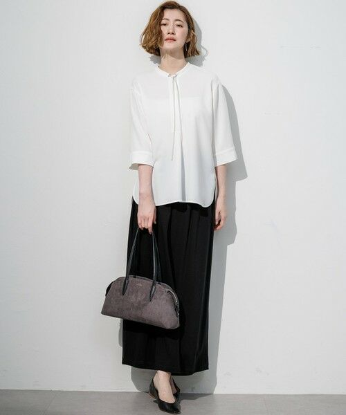 S size ONWARD(小さいサイズ) / エスサイズオンワード シャツ・ブラウス | ストレッチジョーゼット スタンドカラー リボン ブラウス | 詳細1