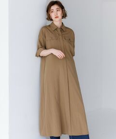 S size ONWARD(小さいサイズ) / エスサイズオンワード ミニ丈・ひざ丈ワンピース | レーヨンタイプライター シャツ ワンピース