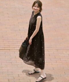 S size ONWARD(小さいサイズ) / エスサイズオンワード ロング・マキシ丈ワンピース | 【WEB&一部店舗限定】シアーワッシャー 刺繍 ワンピース